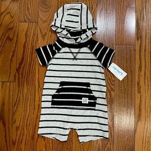 Carters’s black & grey striped romper size 6m